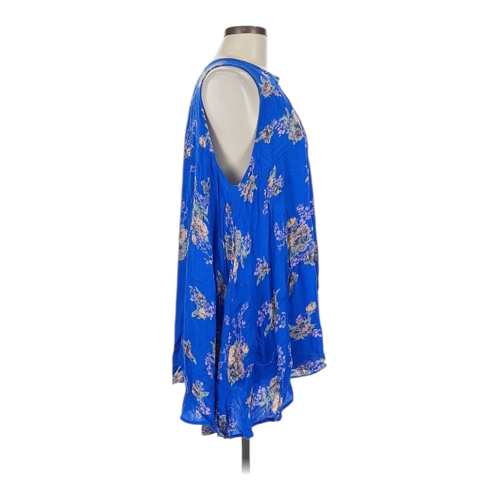 Free People Royal Blue Floral Top Tunic Size Medium - Picture 4 of 5